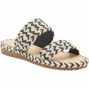 Women's Lucky Brand Decime Two Band Slide Black Two Tone Jute 